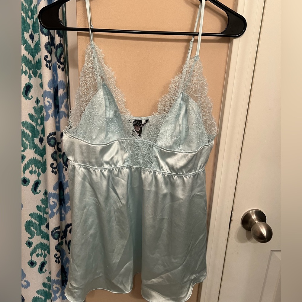 Victoria’s Secret light blue satin cami, size large